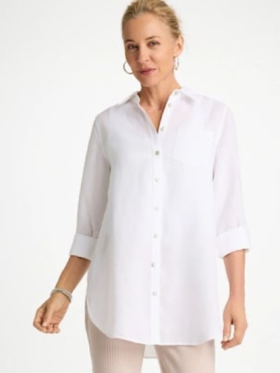 Chico's Tops - 🌺Chico’s Linen White Button-Front Tunic Shirt-NWOT